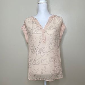 Banana Republic Sheer Soft Pink Blouse W Flowers